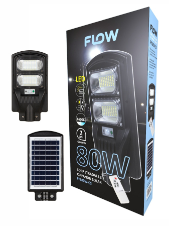 Electrice si Iluminat - Corp stradal LED cu panou solar 80W 6500K FLOW - FPL80W-CS