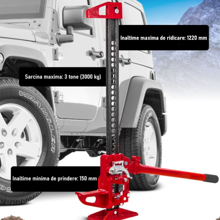 Accesorii Off-Road, ATV, QUAD, SSV - Cric mecanic destinat OFF-ROAD, model "Farm", inaltime 1220 mm (48 inch), sarcina maxima 3 Tone