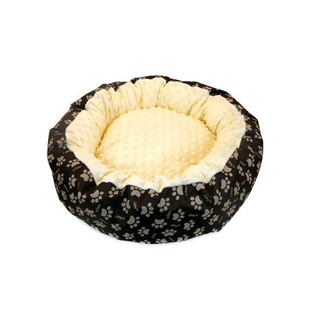 Paturi si Saltele Animale - Culcus moale cu perna, pentru caine/pisica, Model Minky, culoare galben, impermeabil, baza antiderapanta, 50 cm