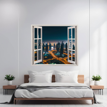 Print Fereastra spre Rai - Folie imprimata color pentru decor perete locuinta, dimensiune 125 x 110cm, model: VIEW TO HAVEN 05