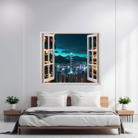 Print Fereastra spre Rai - Folie imprimata color pentru decor perete locuinta, dimensiune 125 x 110cm, model: VIEW TO HAVEN 07