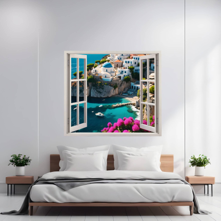 Print Fereastra spre Rai - Folie imprimata color pentru decor perete locuinta, dimensiune 125 x 110cm, model: VIEW TO HAVEN 13