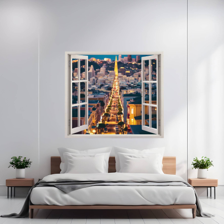 Print Fereastra spre Rai - Folie imprimata color pentru decor perete locuinta, dimensiune 125 x 110cm, model: VIEW TO HAVEN 18