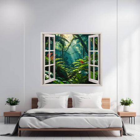 Print Fereastra spre Rai - Folie imprimata color pentru decor perete locuinta, dimensiune 125 x 110cm, model: VIEW TO HAVEN 21