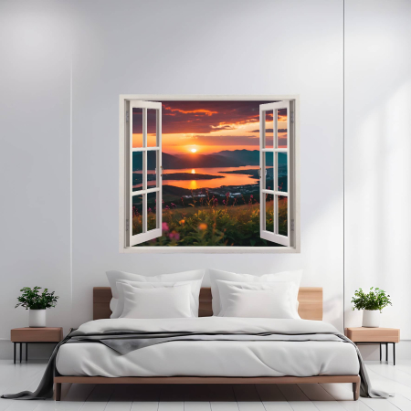 Print Fereastra spre Rai - Folie imprimata color pentru decor perete locuinta, dimensiune 125 x 110cm, model: VIEW TO HAVEN 22