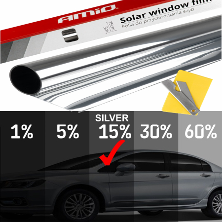 Folii Geam Auto - Folie tip oglinda pentru geamuri Silver 0.5x3m(15%)