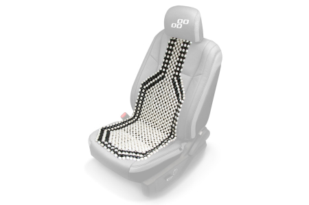 Accesorii Interior - Husa auto cu bile de masaj din lemn (alb cu negru)