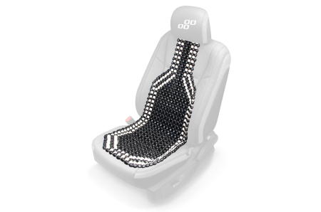 Accesorii Interior - Husa auto cu bile de masaj din lemn (negru cu alb)