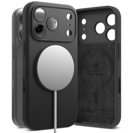 Husa iPhone 17 Pro Max Ringke Silicone Magnetic MagSafe, neagra [2]