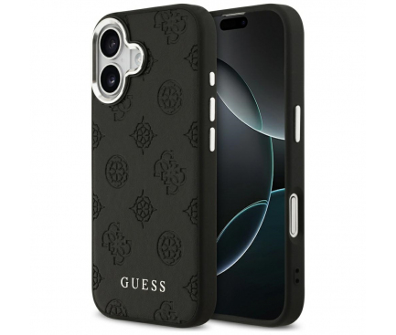 Iphone 17 - Husa MagSafe pentru Apple iPhone 17, Guess, Peony Hot Stamp Script, Neagra