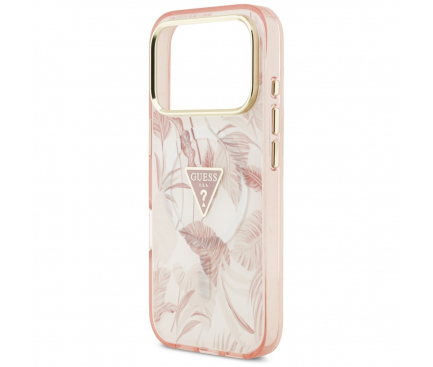 Husa MagSafe pentru Apple iPhone 17 Pro, Guess, Jungle Tonal Triangle, Roz [2]