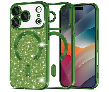 IPHONE - Husa MagSafe pentru Apple iPhone 17 Pro, Techsuit, Luxury Glitter, Verde Inchis