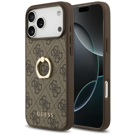Iphone 17 Pro Max - Husa originala Guess iPhone 17 Pro Max Hardcase 4G Ring Stand, maro, GUHCP17X4GMRBR