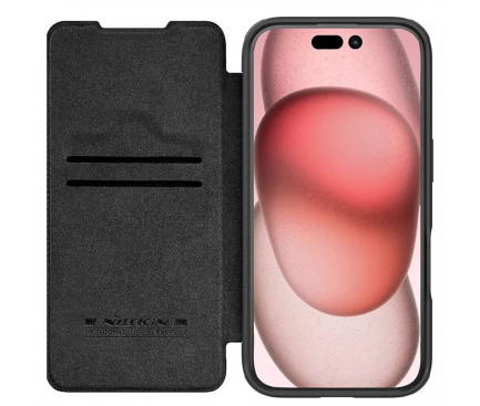 Husa pentru Apple iPhone 16, Nillkin, Qin Prop Plain, Neagra [1]