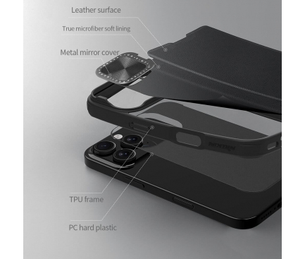 Husa pentru Apple iPhone 16, Nillkin, Qin Prop Plain, Neagra [3]