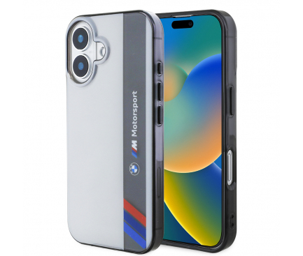Iphone 16 Plus - Husa pentru Apple iPhone 16 Plus, BMW, Motorsport IML Vertical Stripe, Gri