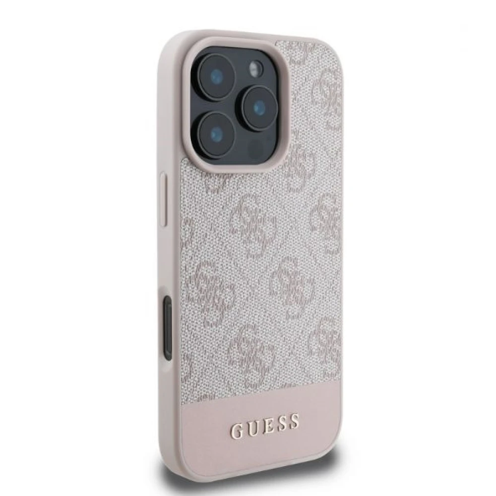 Husa pentru iPhone 16 Pro - Guess Hardcase 4G Bottom Stripe (GUHCP16LG4GLPI) - Pink [1]