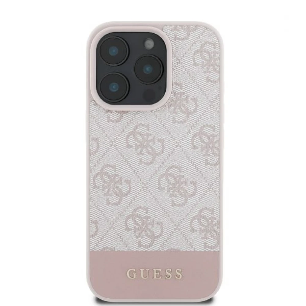 Husa pentru iPhone 16 Pro - Guess Hardcase 4G Bottom Stripe (GUHCP16LG4GLPI) - Pink [3]