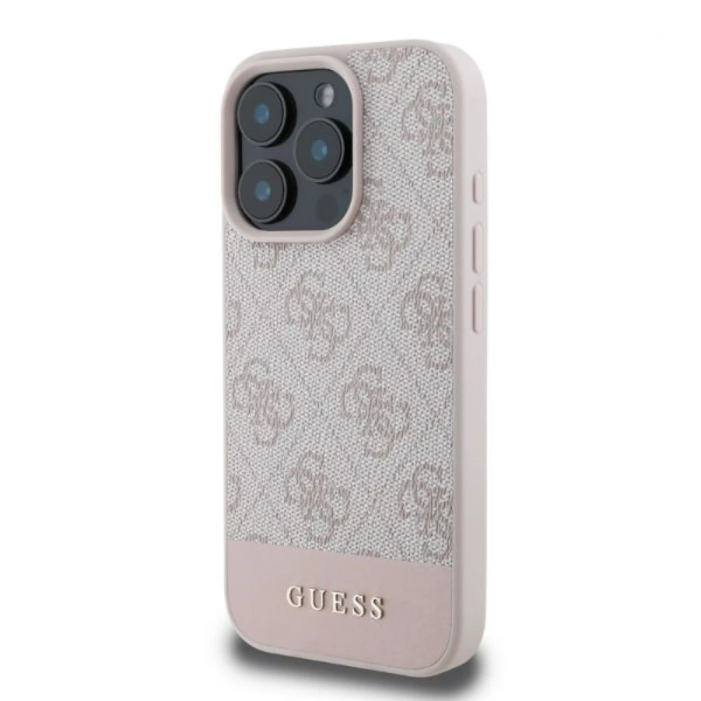 Husa pentru iPhone 16 Pro - Guess Hardcase 4G Bottom Stripe (GUHCP16LG4GLPI) - Pink [2]
