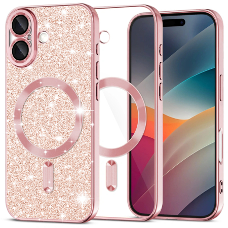Husa premium iPhone 17 Techsuit Luxury Glitter MagSafe, mov deschis bleu roz [4]