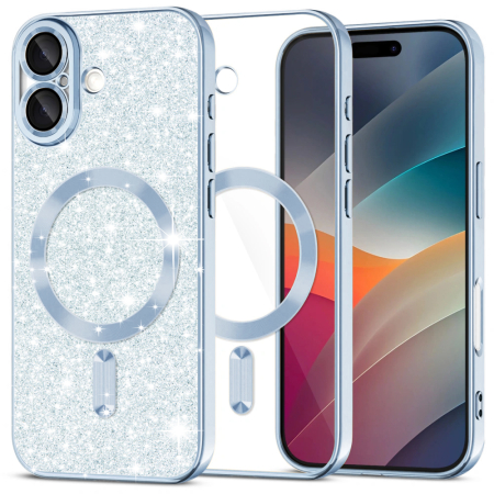 Iphone 17 - Husa premium iPhone 17 Techsuit Luxury Glitter MagSafe, mov deschis bleu