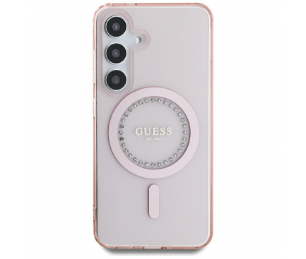 SAMSUNG - Husa Samsung Galaxy S25 Guess MagSafe  IML Rhinestone, Roz