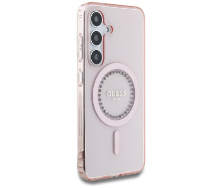Husa Samsung Galaxy S25 Guess MagSafe  IML Rhinestone, Roz [2]