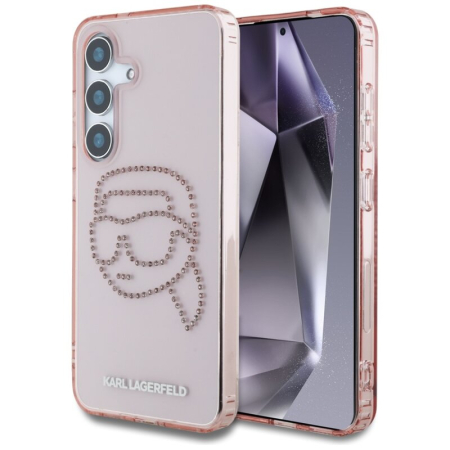 Huse telefoane - Husa Samsung Galaxy S25 Karl Lagerfeld IML Rhinestones, Karl Head, roz,