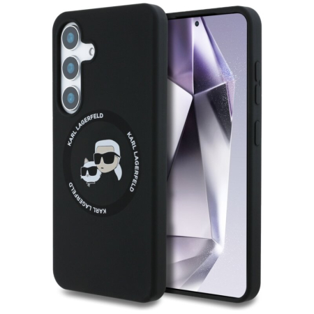 Huse telefoane - Husa Samsung Galaxy S25 Karl Lagerfeld  Silicone Double Heads MagSafe, negru, KLHMS25SSKCHTCK Ultimele 3 produse