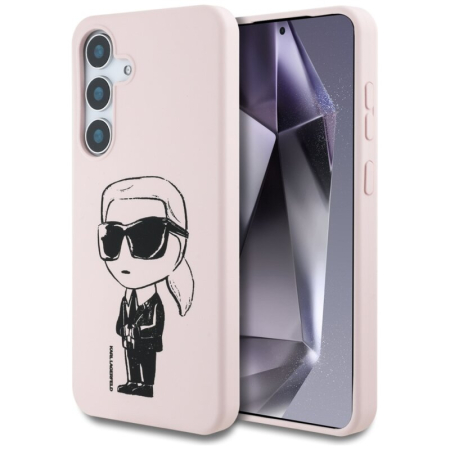 Huse telefoane - Husa Samsung Galaxy S25 Karl Lagerfeld  Silicone Graffiti MagSafe, Ikonik Roz