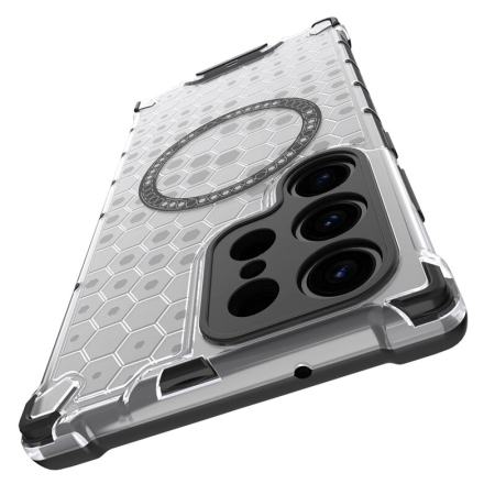 Husa transparenta Samsung Galaxy S24 Ultra Techsuit HoneyComb Shield MagSafe, alb [4]