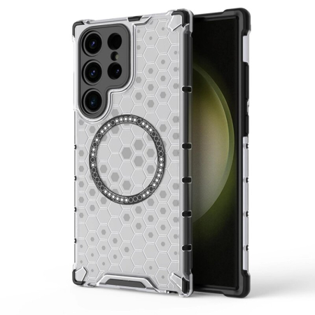 SAMSUNG - Husa transparenta Samsung Galaxy S24 Ultra Techsuit HoneyComb Shield MagSafe, alb