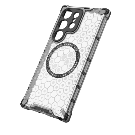 Husa transparenta Samsung Galaxy S24 Ultra Techsuit HoneyComb Shield MagSafe, alb [1]