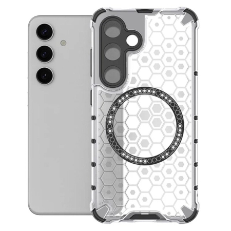 Husa transparenta Samsung Galaxy S25 Plus Techsuit HoneyComb Shield MagSafe, alb [1]
