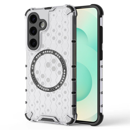 SAMSUNG - Husa transparenta Samsung Galaxy S25 Plus Techsuit HoneyComb Shield MagSafe, alb