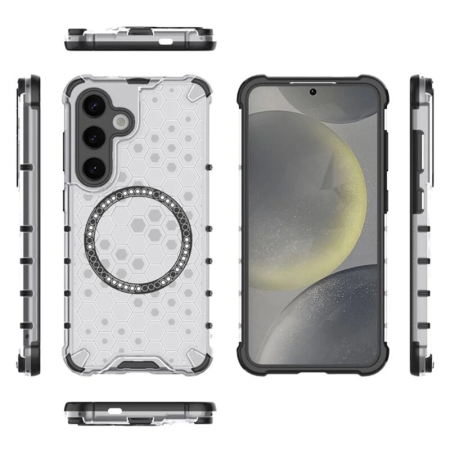 Husa transparenta Samsung Galaxy S25 Plus Techsuit HoneyComb Shield MagSafe, alb [4]