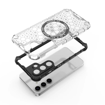 Husa transparenta Samsung Galaxy S25 Plus Techsuit HoneyComb Shield MagSafe, negru [4]
