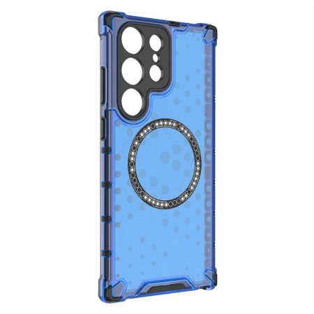 Husa transparenta Samsung Galaxy S25 Ultra Techsuit HoneyComb Shield MagSafe, albastru [2]