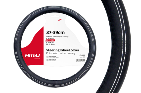 Accesorii Autoturisme - Husa volan neagru + cusatura alba SWC-15-M (37-39cm)