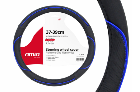 Accesorii Autoturisme - Husa volan negru + dunga albastra SWC-08-M (37-39cm)