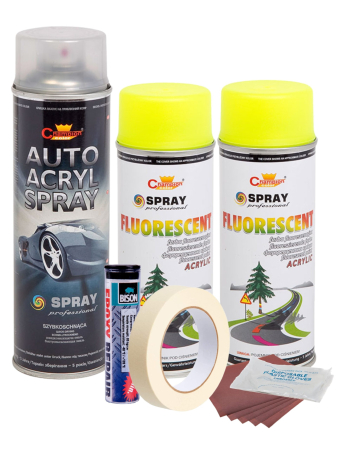 Vopsele Auto - Kit complet reparatie si vopsire jante culoare Galben Fluorescent, V2