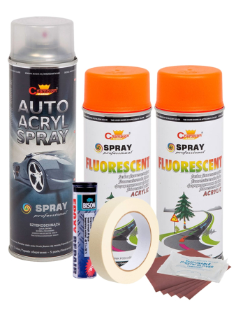 Vopsele Auto - Kit complet reparatie si vopsire jante culoare Orange Fluorescent, V2