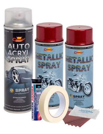 Vopsele Auto - Kit complet reparatie si vopsire jante culoare Rosu Burgundy Metalizat, V2