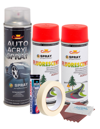 Vopsele Auto - Kit complet reparatie si vopsire jante culoare Rosu Fluorescent, V2