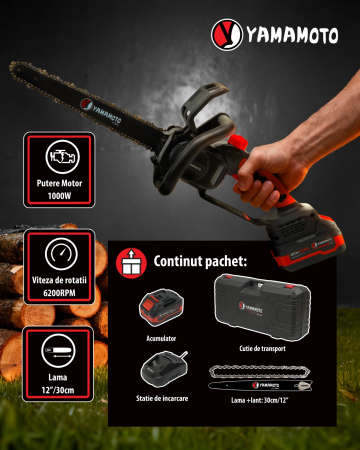 Mini drujba 12" pe acumulator cu 1 acumulator 20V/ 4Ah si incarcator YAMAMOTO YBS-124, 6200 rot/min, Brushless [1]