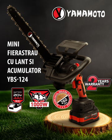 Mini Drujbe - Mini drujba 12" pe acumulator cu 1 acumulator 20V/ 4Ah si incarcator YAMAMOTO YBS-124, 6200 rot/min, Brushless