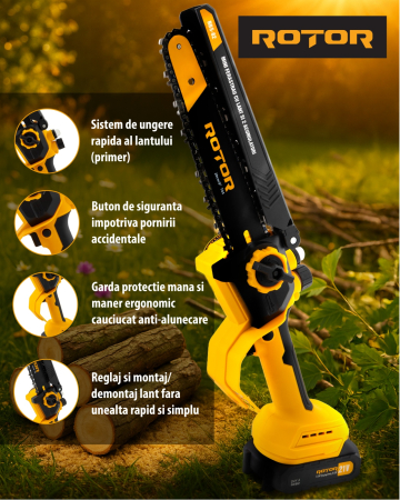 Mini drujba 8" pe acumulator cu 2 acumulatori 21V /2Ah si incarcator ROTOR RBS-82 [3]