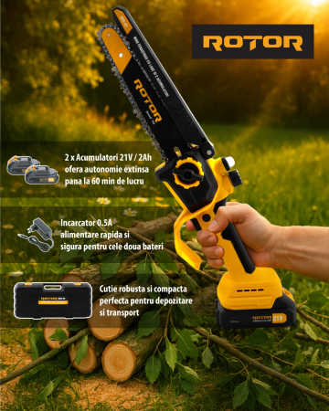 Mini drujba 8" pe acumulator cu 2 acumulatori 21V /2Ah si incarcator ROTOR RBS-82 [1]