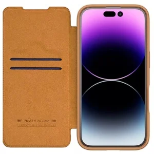 Nillkin Carcasă pentru iPhone 16 - Husă din piele Nillkin Qin Prop - Maro [2]