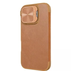 Nillkin Carcasă pentru iPhone 16 - Husă din piele Nillkin Qin Prop - Maro [3]